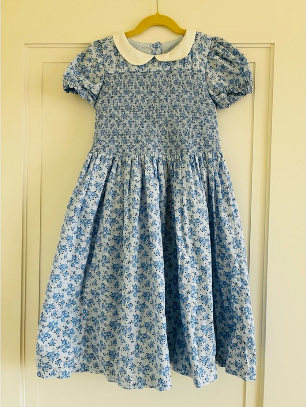 Janie and Jack Light Blue Floral Dress with White Peter Pan Collar